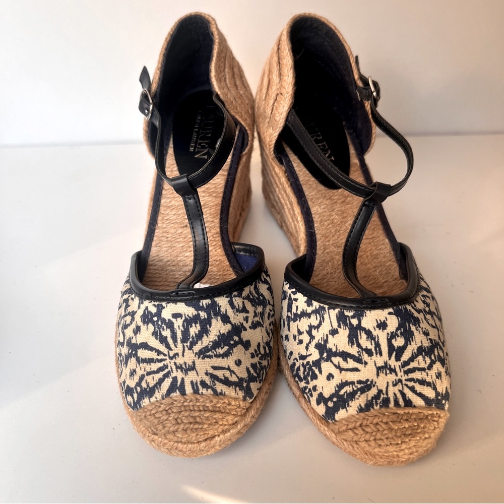 Lauren Ralph Lauren, Wedge Espadrilles, SZ 6B, Carolina Blue/Cream